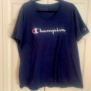 Champion V- neck blue tee shirt plus size 2x